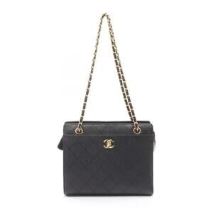 Chanel Shoulder Bag Caviar Skin Grained Calfskin Black